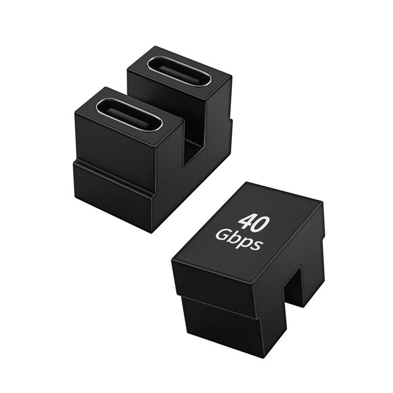 USB C 4.0 40Gbps 90 Degree Adapter 100W Fast Charging Type C to Type C Converter for Car Phone Laptop Use