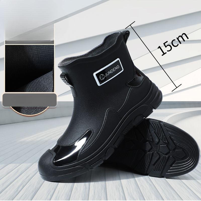 Short-tube Rain Boots, Low-tube Fashion Waterproof Work Non-slip Shoes, Rain Boots, Kitchen Women's Warm Rubber Shoes, Men's Models