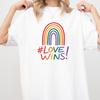 Love Wins T-Shirt Rainbow Pride LGBTQ+ Hashtag Graphic Tee