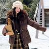 European and American loose waist and thin big fur collar cotton clothes women's high-end warm jacket winter thickened temperament cotton-padded clo