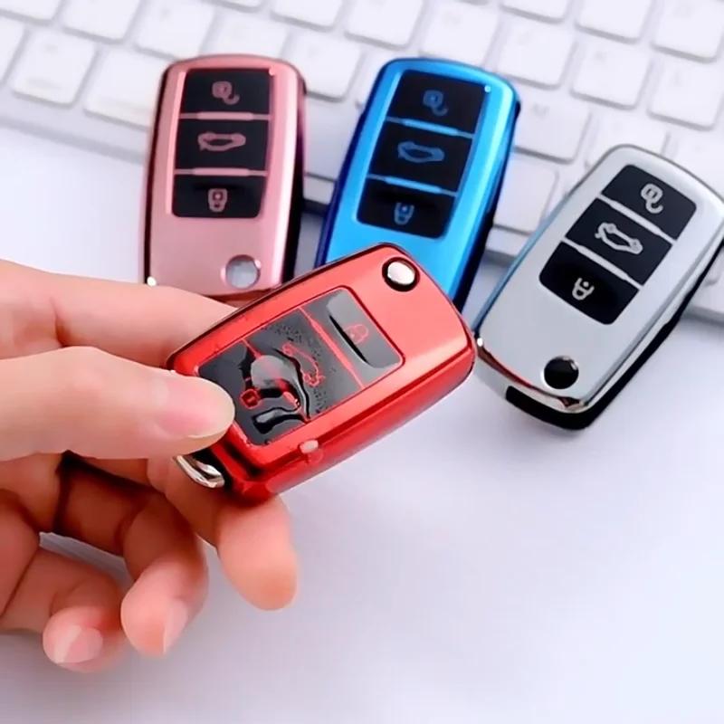 Portable Auto Tpu Car Key Case Cover for VW Volkswagen Polo Tiguan Passat B5 B6 B7 Golf 4 5 6 MK6 Jetta Lavida for Skoda Octavia