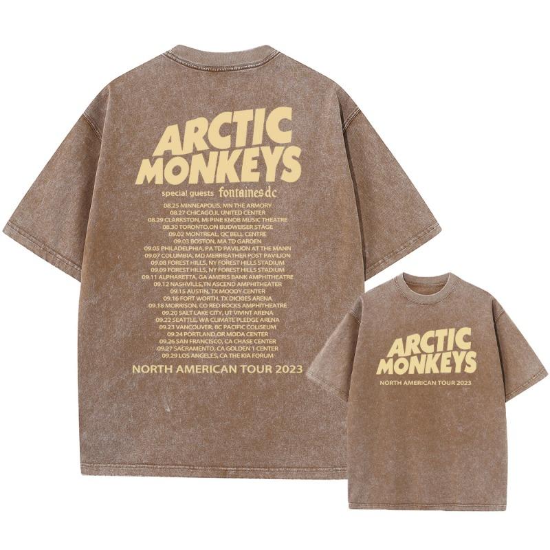 Retro Rock Arctic Monkeys Musikalbum Grafik T-Shirt Herren Vintage Washed Oversized Kurzarm T-Shirt Y2k Hip Hop Streetwear