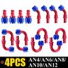 4Pcs Uuiversal 4AN 6AN 8AN 10AN 12AN Oil Fuel Cooler Push-On Hose Fittings 0 45 90 180 Degree Push Lock Rubber Tube End Adapter