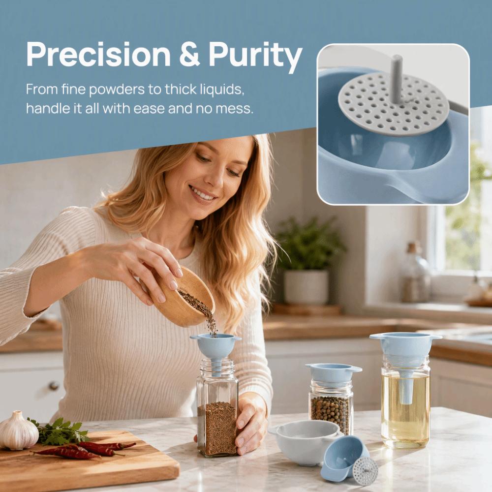 Multifunctional Funnel Set 4 in 1 Kitchen Pouring Tool Filter Funnel Kitchen Funnel  Household Use