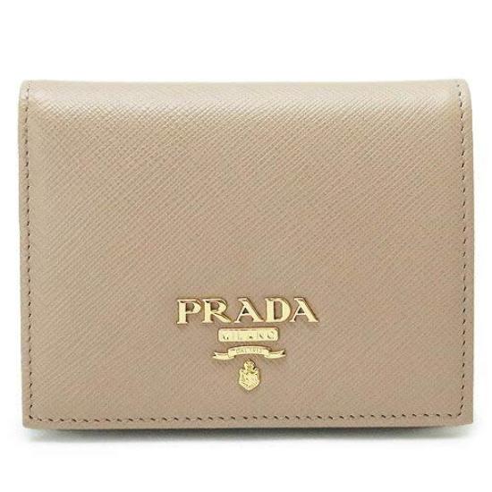 Folding Wallet Bifold Leather Cipria Beige 1MV204 QWA METAL CIPRIA [Prada] Women's F00236/SAFFIANO [Item]
