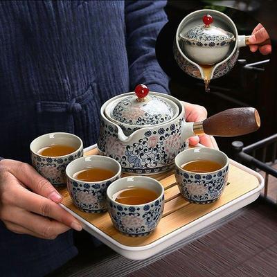 Chinese Style Kung Fu Travel Ceramic Tea Set Portable Teapot Set with 360 Rotation Tea Make Teacup Cup for Tea Gift Bag 2025 New