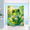 Cute Frog Shower Curtain Lily Pad Pond Art Green Nature Decor Kids Bathroom Waterproof Fabric Bath Curtain Set Home