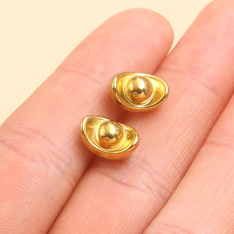 Gold-Plated 304 Stainless Steel Lucky Ingot Bead Connectors