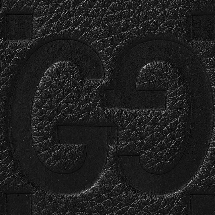 Gucci Portafoglio in Pelle con Patta Logo GG Jumbo Doppia G Stampato Portafoglio Uomo Nero 739475-AABY0-1000