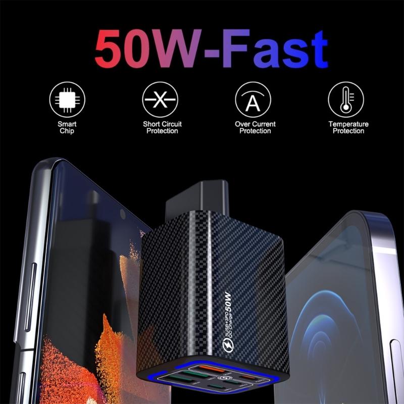 USB Fast Charging Block,36W PD20W 6 Port USB Wall Charging Brick,Power Adapter Multiport Charging Plug