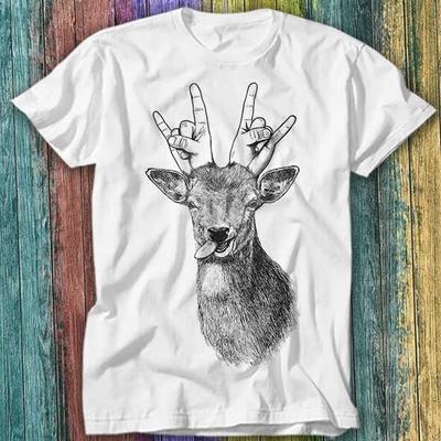 Maglietta Party Cervo Heavy Metal Senso dell'Umorismo Top Tee 504