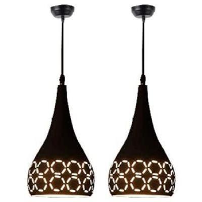 Metall Schnitt Hängeleuchte Deckenpendelleuchte, 6" Klein, Schwarz, 2er-Pack