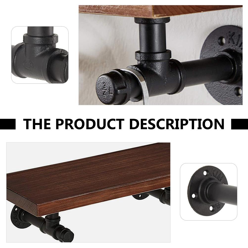 2Pcs Iron Shelf Brackets Wall-Mounted Shelves Brackets for Bedroom Garage Office DIY Floating Shelf Support Rustic Style