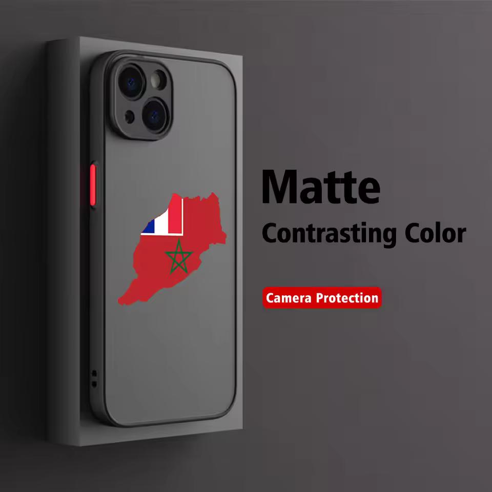 Marokkaanse Paspoort Kaart Mat Transparant Voor iPhone Hoesje 17 16 15 14 13 12 11 Pro XR XS Max 7 8 Plus Anti-Val Telefoon Y2K Cover