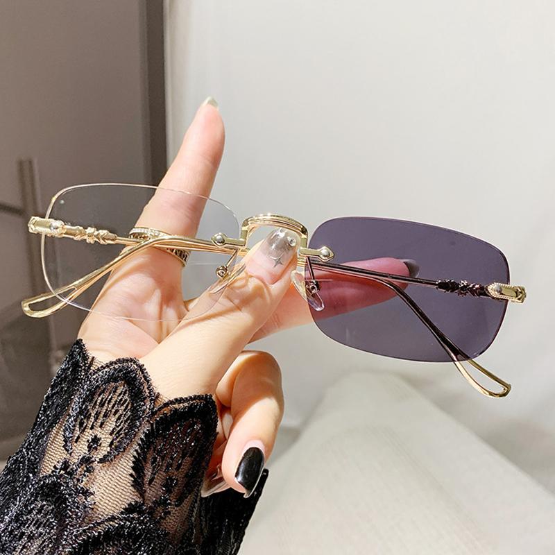 

Фотохромные антирадиационные очки без оправы для женщин и мужчин, прямоугольные очки без оправы Gold Photochromic