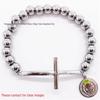 8mm Random Three-Color Bead Stainless Steel Handcrafted Cross Bracelet
