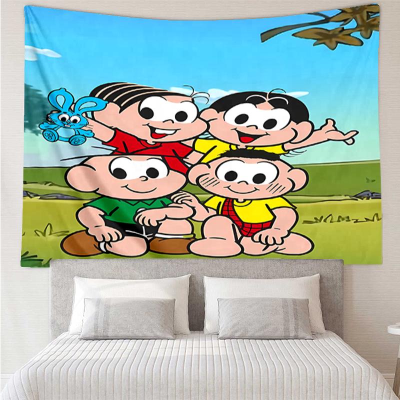 Turma-da-Mônica Print Tapestry, Backdrop, Easy Setup, Ideal for Bedroom, Office & Living Room, with Aesthetic Wall Hanging Decor.