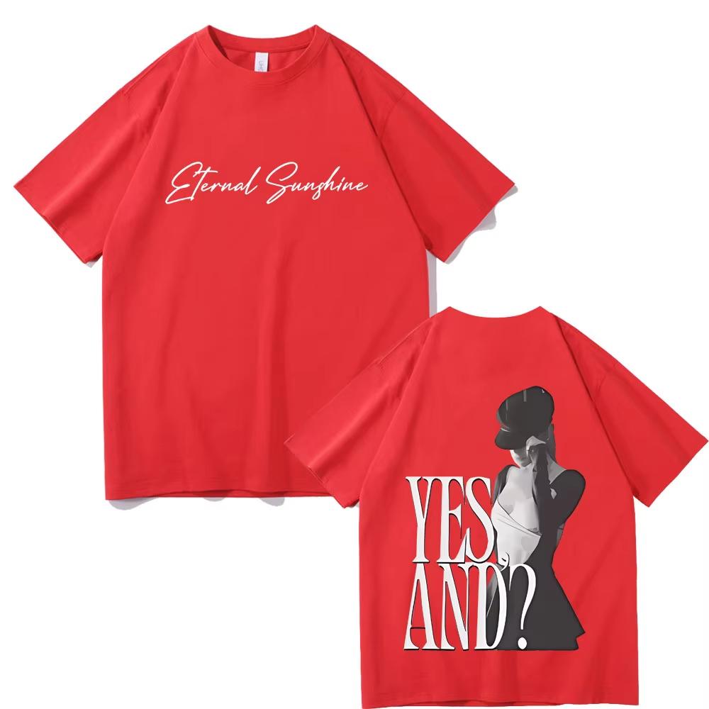 Ariana Grande Yes and Double Sided Printed T Shirts Unisex Casual Fashion Oversized T-shirts Men Women Hip Hop Rock Short Sleeve
