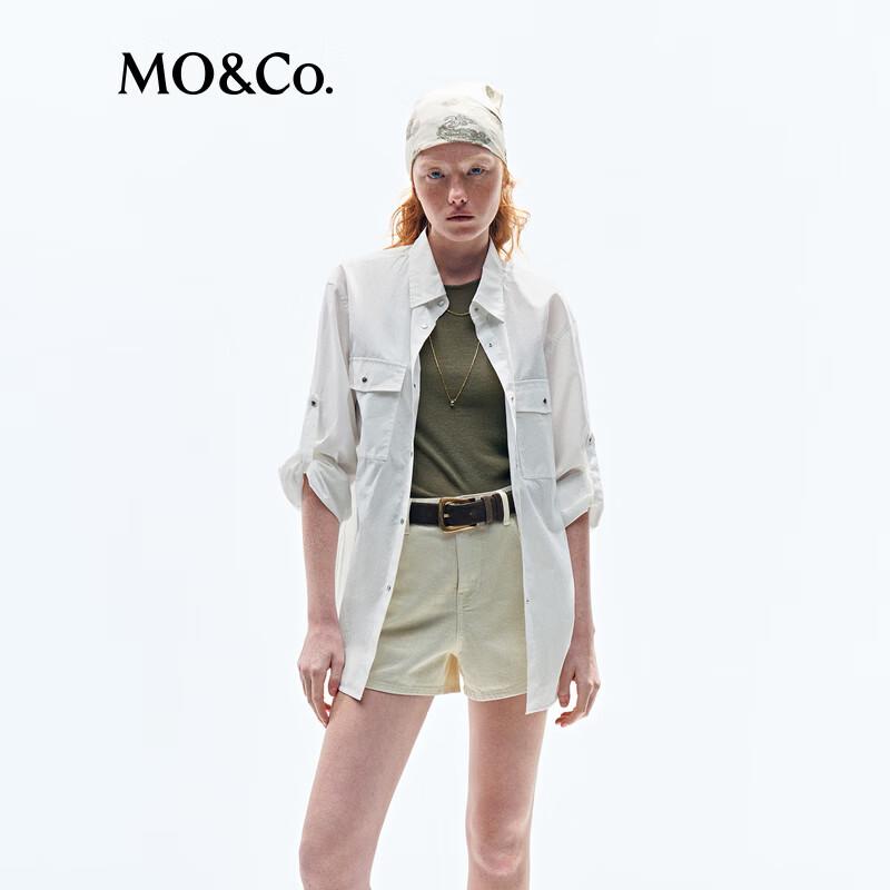 MO&Co. Women's Off-White Cotton Loose Shirt