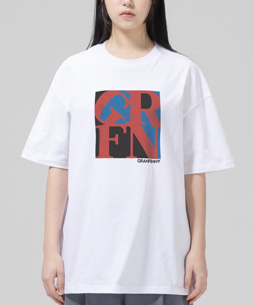 Geulaenpini Square Art Logo Oversized Short Sleeve T-Shirt 4 Colors