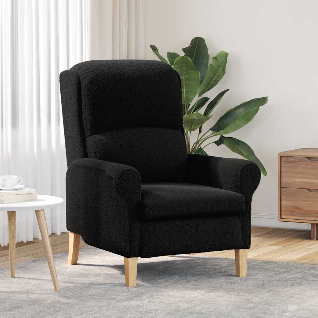 Armchair Black Soft Sherpa Fabric