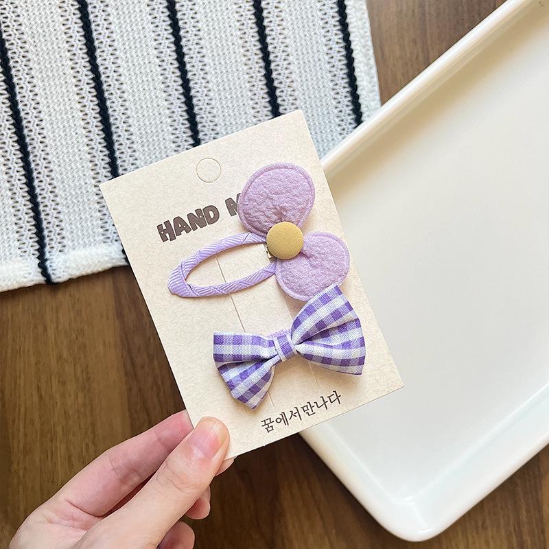 Korean Plaid Bow Hair Clip for Girls