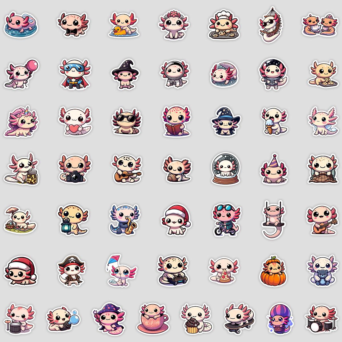 

50 Cartoon Cute Axolotl Stickers Graffiti Stickers Water Cup Mobile Phone Computer Decoration Stickers