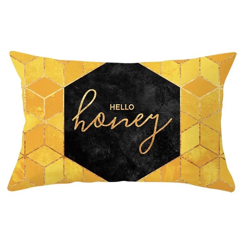 Yellow Geometric Living Room Bedroom Office Pillowcase Rectangular Cushion Cover Home Decor
