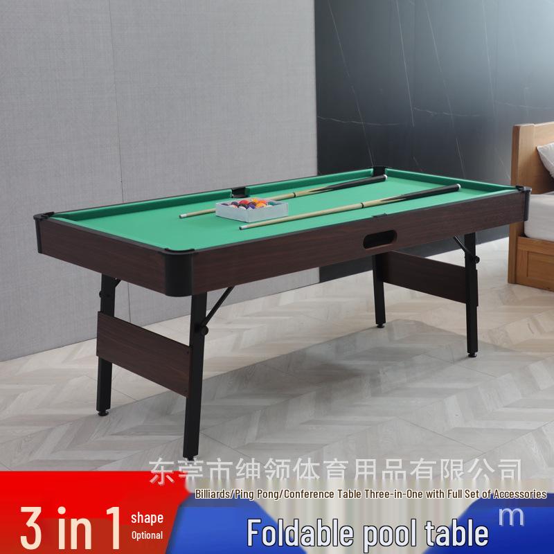 Foldable 2-in-1 Kids Pool & Ping Pong Table - Indoor American Black Eight Style