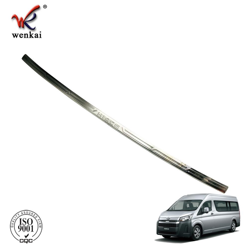 For Toyota Hiace   Car plastic rear bumper protection window sill trunks decorative plate Stainless steel Rear guard Matte silver