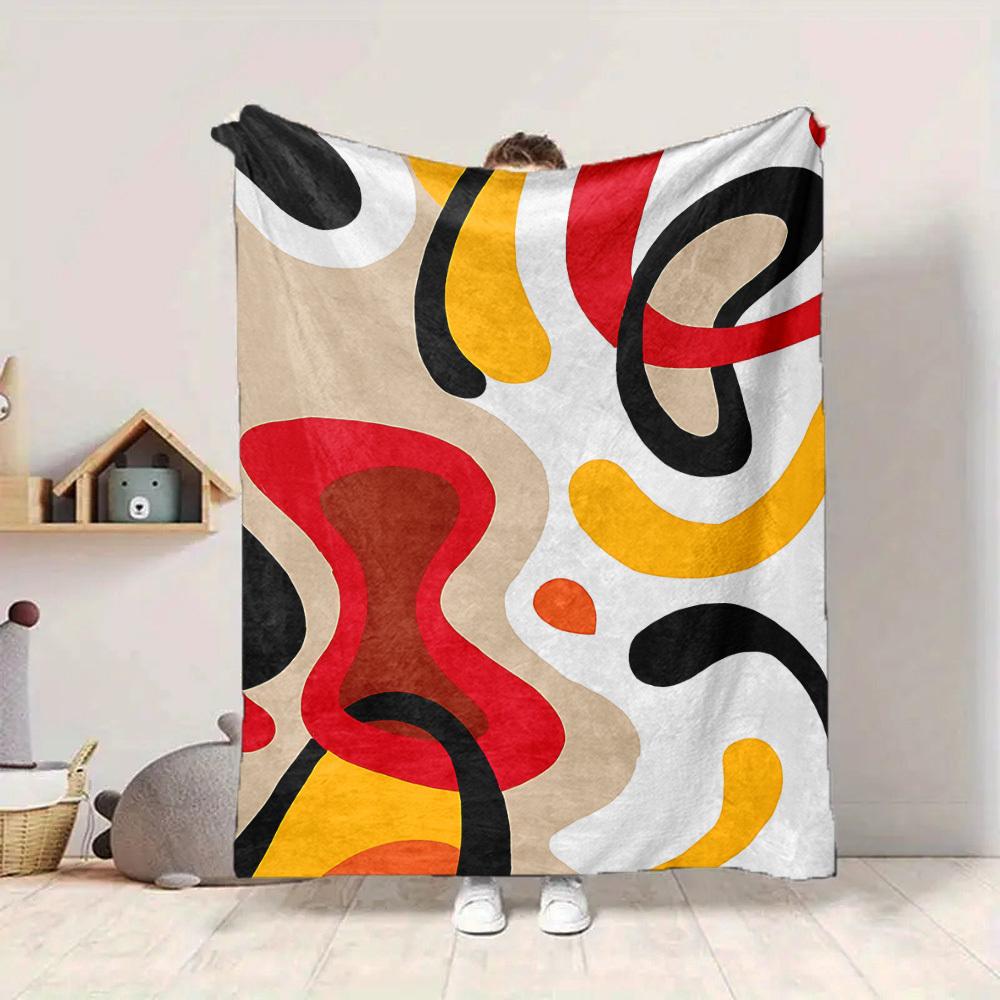 1pc Abstract Art Print Blanket Warm,Perfect for Camping And Travel, Making It a Great Gift for Any Season yy250904176