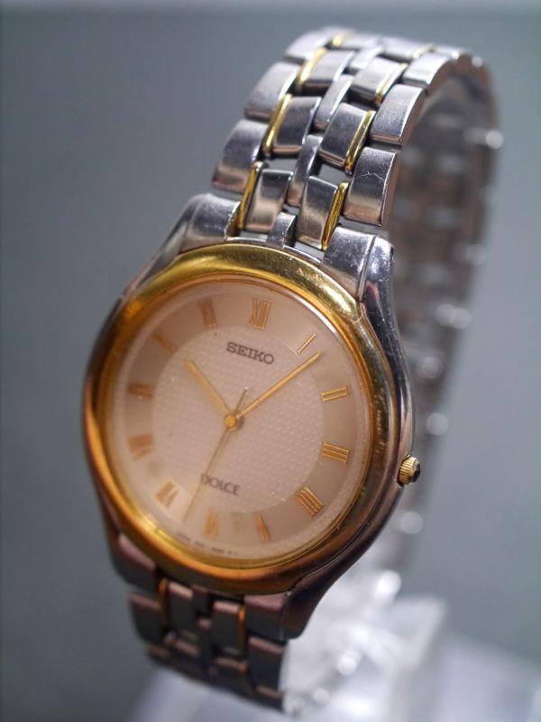 SEIKO Dolce Quartz Model Working Condition 3-Hand Watch, Strap, 8J41-6030, Men's Watch, (AE605)