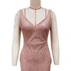 Women Evening Dress Deep V Neck Split Hem Sequin Skinny Fishtail Hem Back Zipper Closure Sleeveless Prom Cocktail Party Dress Floor Length Ball Gown