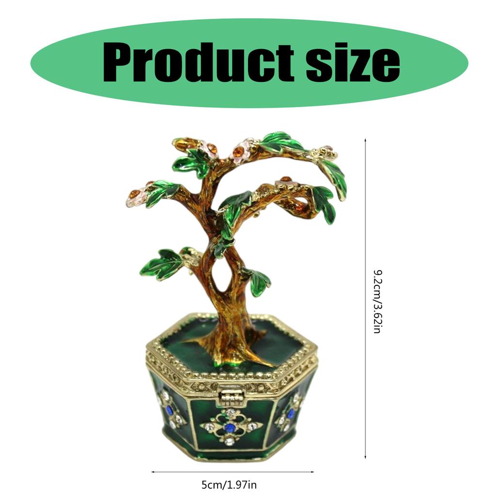 Creative Money Tree Shaped Desktop Ornament Jewelry Organizer Box with Lid Storage Container for Sorting Small Item