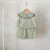 New Korean Version Girl Baby Pure Cotton Floral Doll Collar Cardigan Shirt Loose Bread Shorts Set