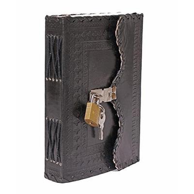 Diario in pelle con blocco note, libro da scrivere con lucchetto e chiave fatto a mano