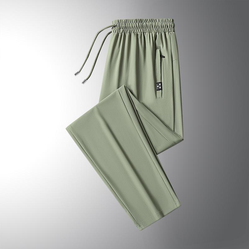 Men's Summer Quick-Dry Loose Ice Silk Joggers with Elastic Cuffs - Breathable and Lightweight Casual Pants