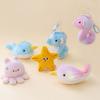 Soft Ocean Animal Plush Keychain Kawaii Fluffy Whale Keyring Cute Seahorse Pendant  Children