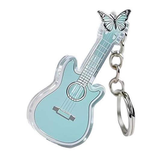 1/5Pcs Rose Guitar Keychain 2D Mini Guitar Charm Key Chain