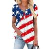 Women Tunic Tops Dressy Casual Summer Short Sleeve Shirts Loose Fit Pleated Boho Top Independence Day