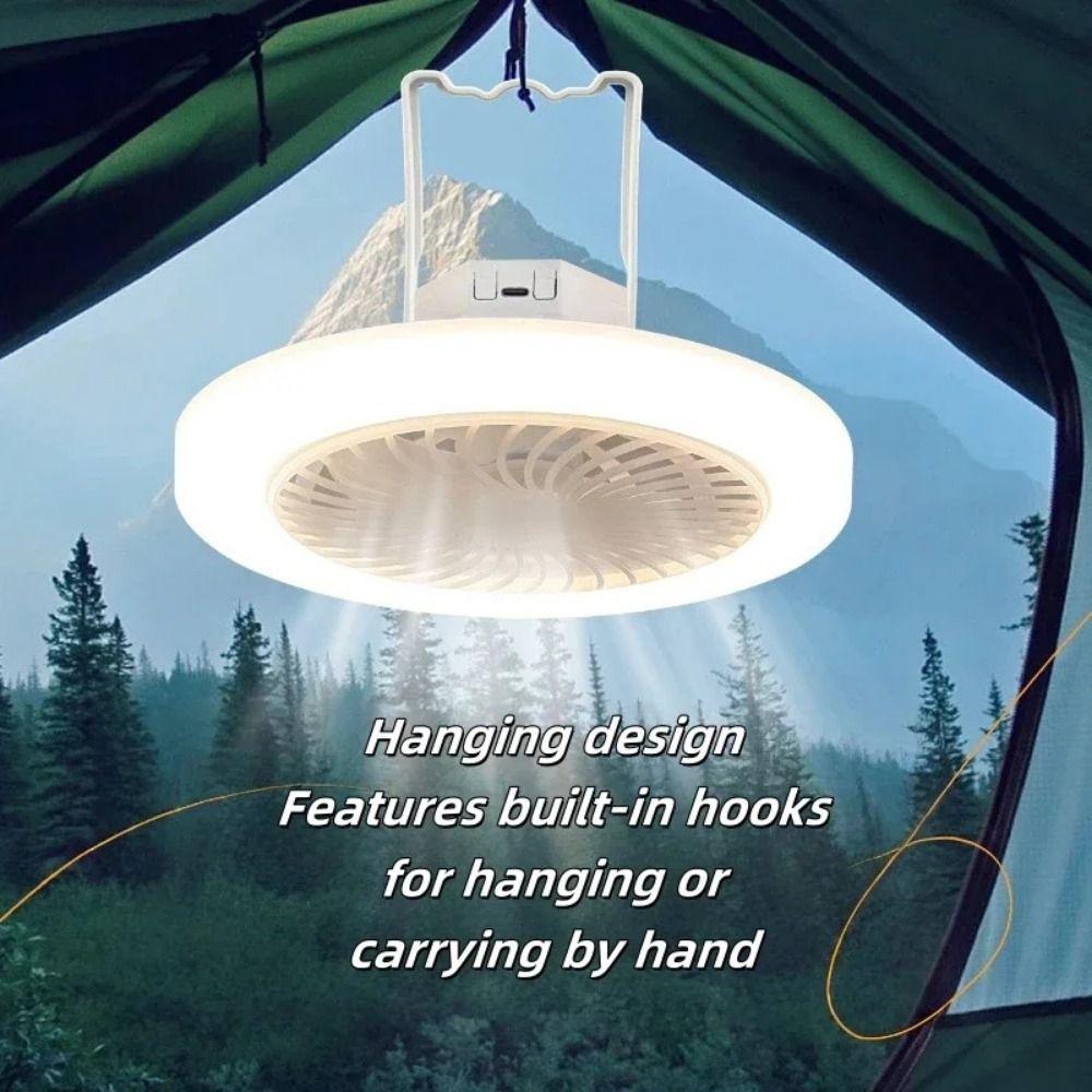 Super Quiet Camping Fan Light USB Rechargeable Electric Fan Night Lamp  Outdoor Tent