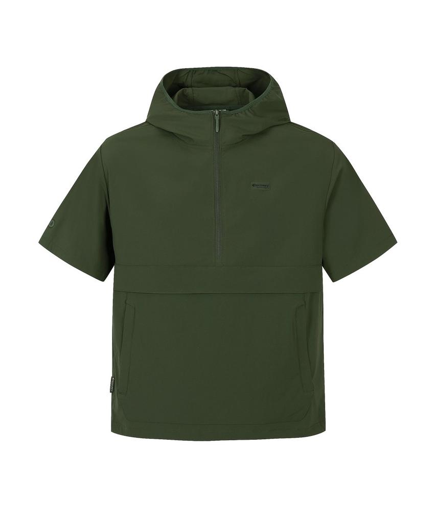 DISCOVERY EXPEDITION Uni Freshvent Lightweight Woven Training Short Sleeve Hooded Anorak (D/Khaki)