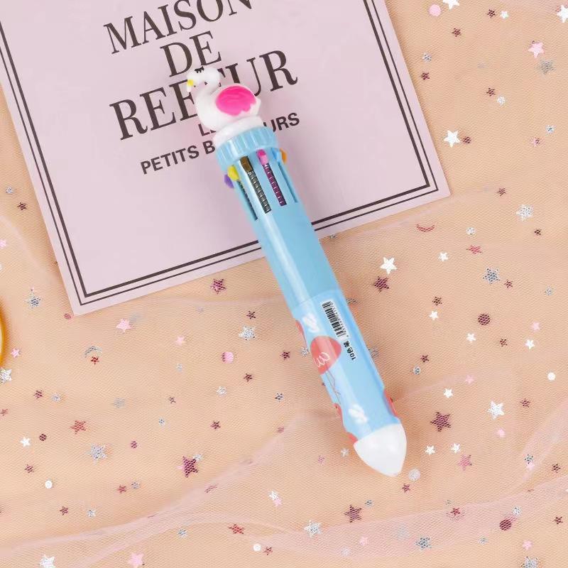 Ten-color Ballpoint Pen Girl Heart Cartoon Press Multi-color Pen Multi-function Color Handbook Pen Creative Cute Pen