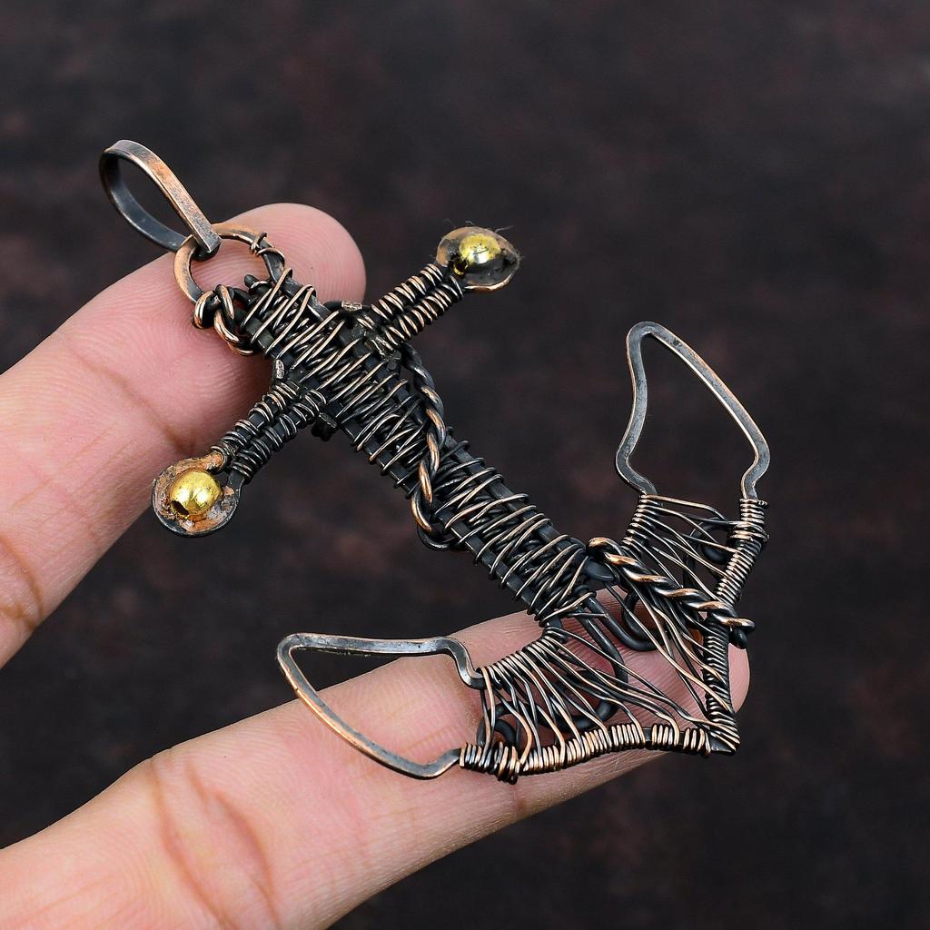 Bergkristall Anhänger Kupferdraht gewickelt Anhänger Bergkristall Schmuck handgemachter Anker Anhänger Edelstein Anhänger Kupfer Schmuck für Geschenk