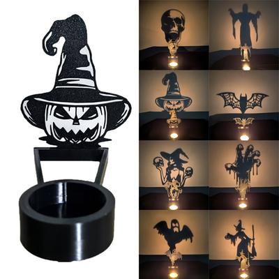 Halloween Projection Candle Holder Spooky Eerie Dancing Shadow Candle Stand Creepy Atmosphere Wall Art Candle Holder
