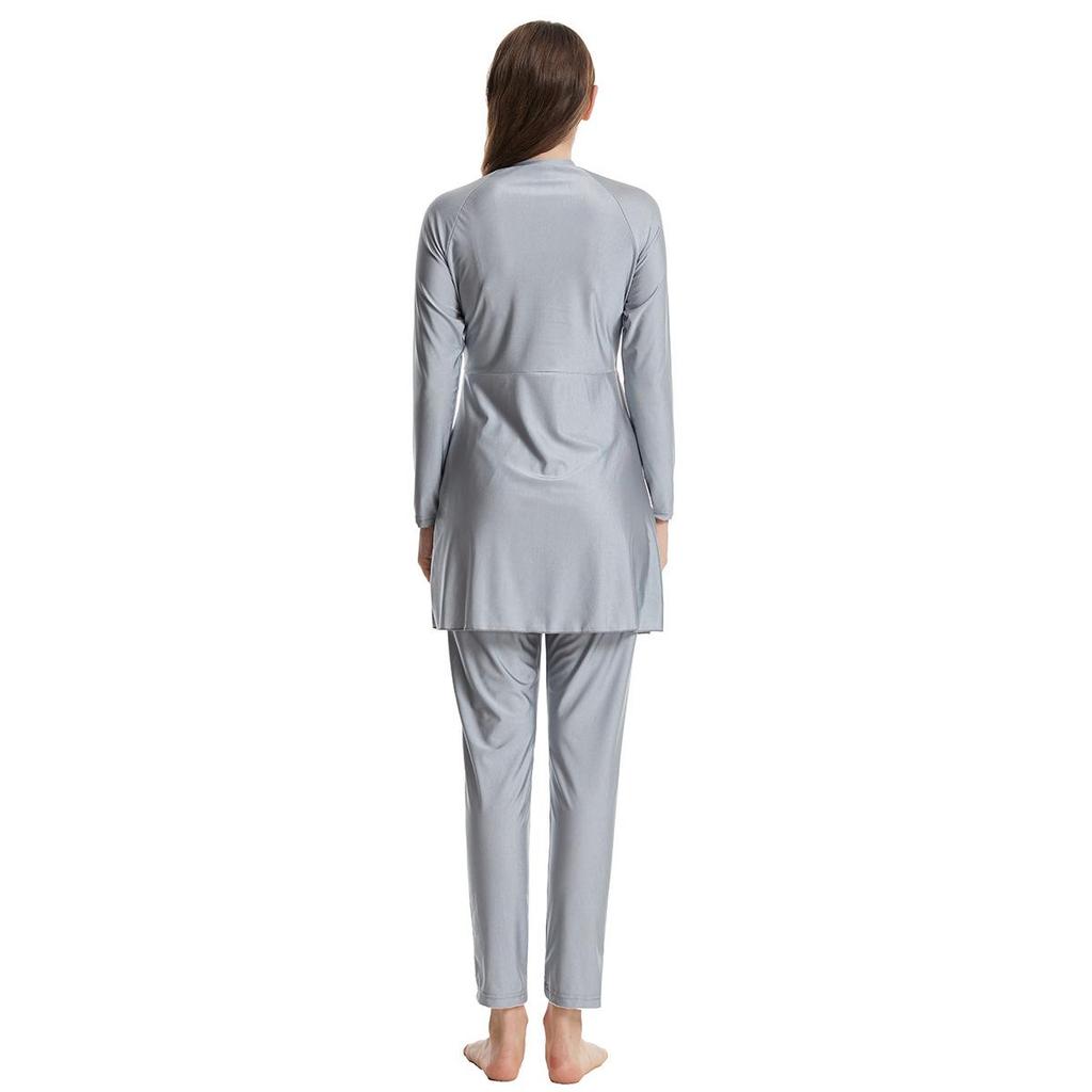 Women Printing Swimwear Muslim Bathing Suit with Cap Long Sleeve Swimsuit Full Coverage Swimming Suit 3 Pieces Sun Protection