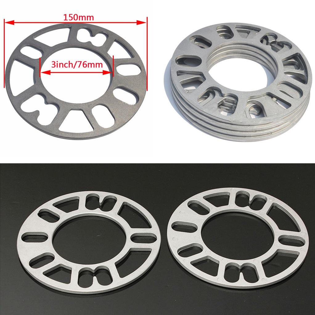 4X Silver Alloy Aluminum Car Auto Wheel Spacers Adaptor Shims Plate 4/5 Stud 5MM