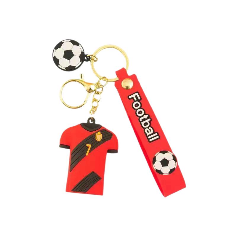 World Cup Soccer Jersey Keychain - Soft Rubber Pendant for Bags & Gifts