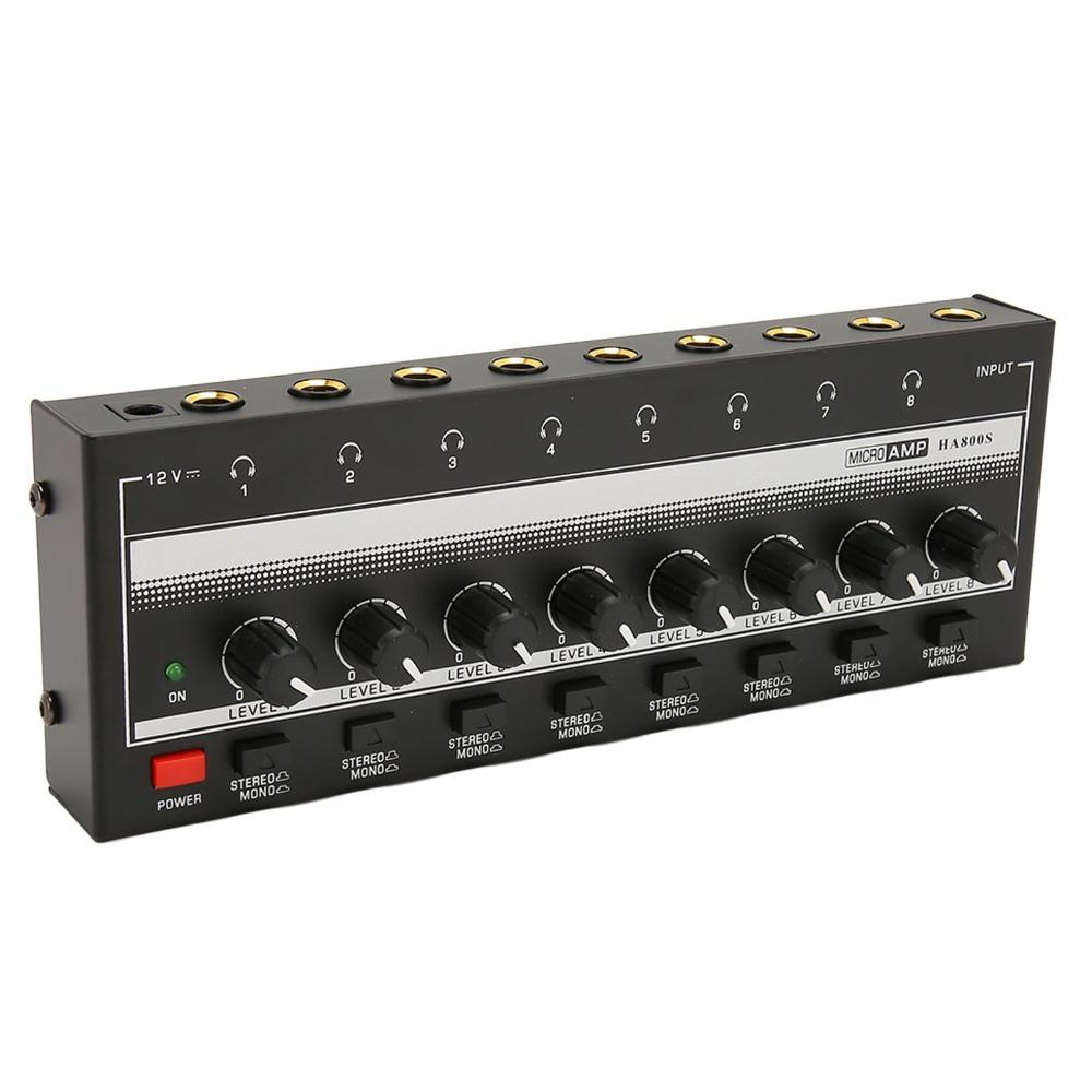 1/4" TRS Input/Output Stereo Headphone Amplifier 8-Channel Channel Line Mixer Studio Recording