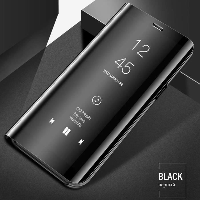 Flip Case Cover - ISSTARS - Galaxy A41 - Mirror Effect - Black - Semi-rigid